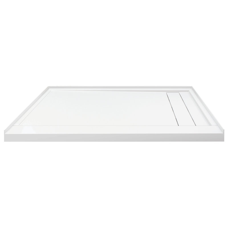 60'' W 30'' D Rectangular Single Shower Base, White, Right