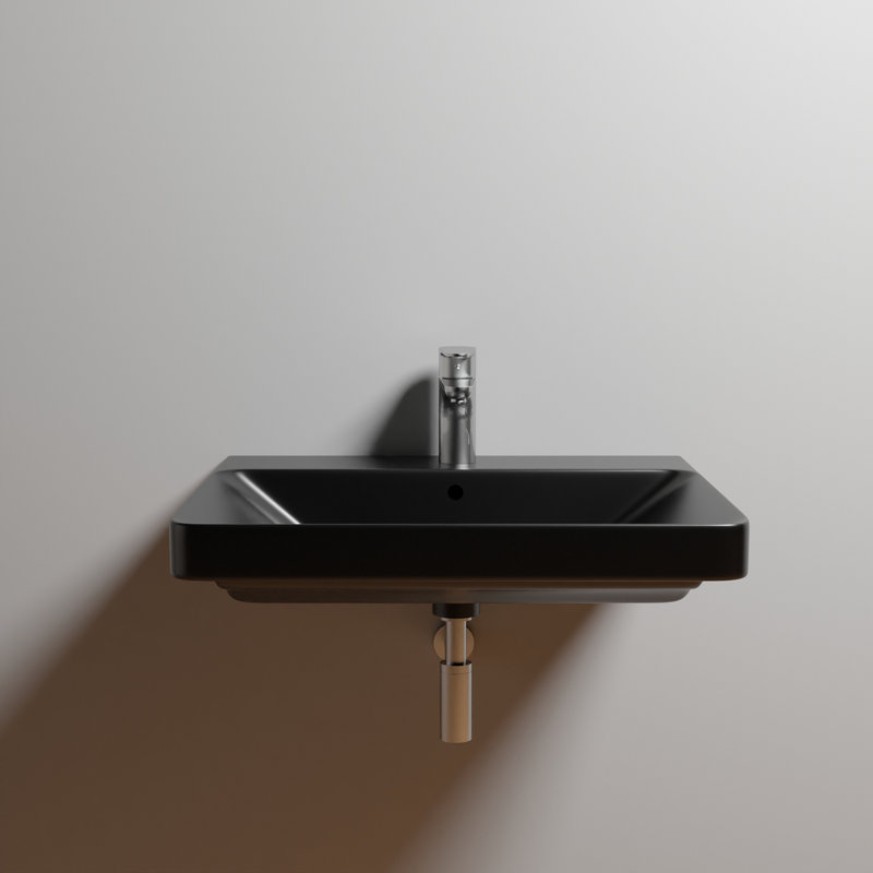 Luxury 23.8'' L Bathroom Sink, Single Faucet Hole, Matte Black