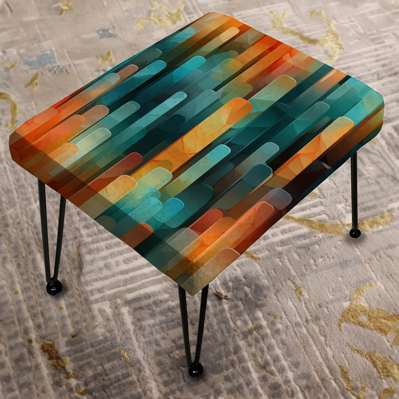 Poupart abstrait Popsicle Parade I - Repose-pieds rectangulaire rayé