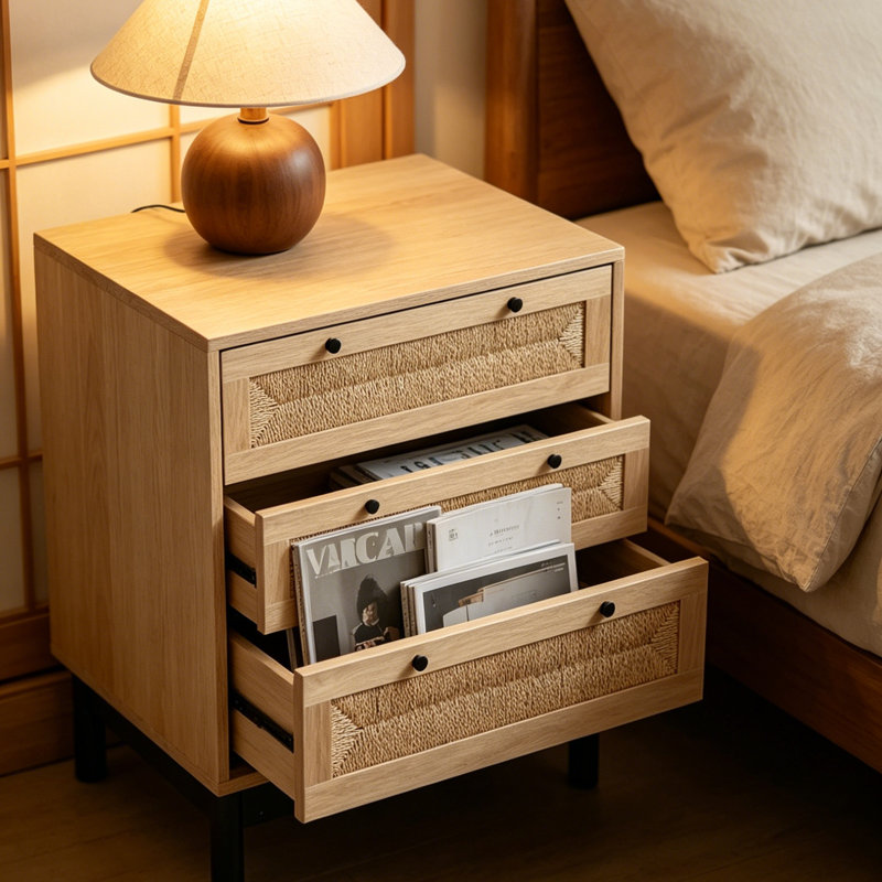 77cm W Manufactured Wood Bedside Table