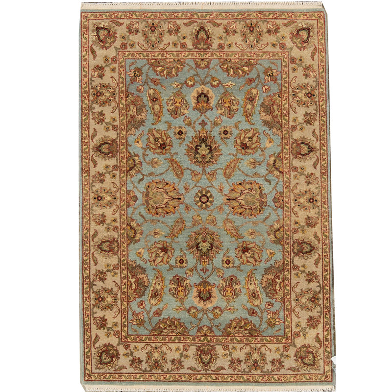 Tapis oriental bleu clair / ivoire en laine noué à la main Mountain King