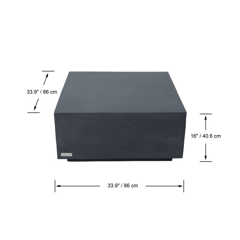 Colorado 34" Square Concrete Coffee Table, Slate Black