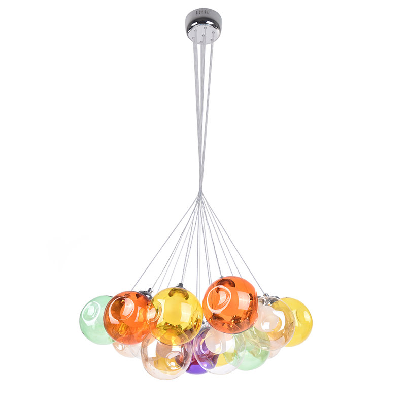 Lustre géométrique unique à 19 lumières Asawer, Orange