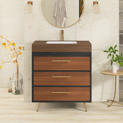 Ensemble de meuble-lavabo autoportant 29,9 po avec plateau en faux marbre 29,9 po