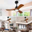 Ventilateur de plafond en bois massif de 36 pouces à 3 pales, lumière à intensité variable 3CCT, ventilateur réversible à 6 vitesses avec télécommande et mémoire de mise hors tension, tige verticale de 5/10 pouces en option