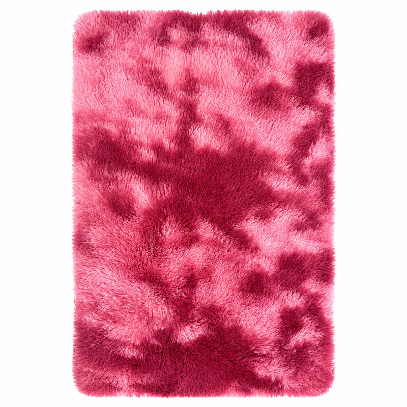 Ebern Designs Soft Fluffy Tie-Dyed Dark Red Shag Area Rug for Living Room Bedroom Nursery Kids Room, Tie-Dyed Dark Red
