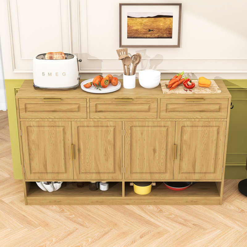 Elegant Storage Cabinet with Ample Storage Space and Adjustable Shelves, Natural