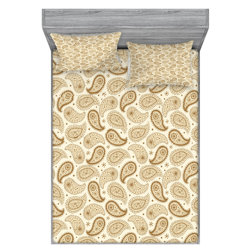 Microfiber Paisley Sheet Set, Full Sheet Set with Fitted Sheet
