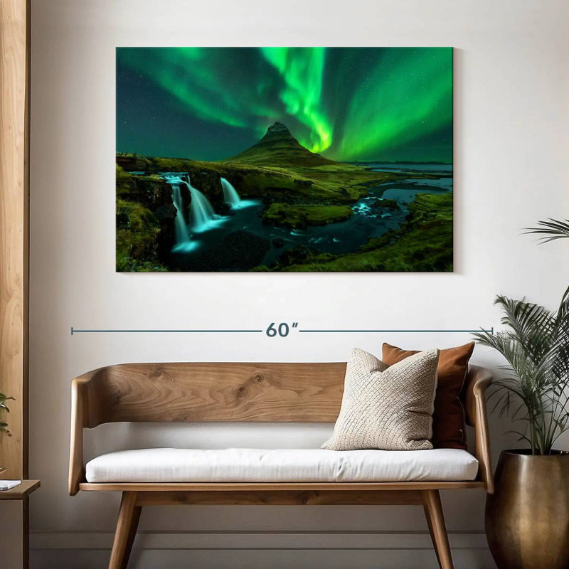 Alvord Kirkjufellsfoss Northern Lights, H 32 po x l 48 po