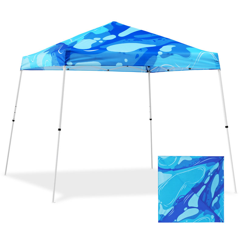 Blue Abstract 10' x 10' Slant Leg Steel Pop-Up Canopy Tent