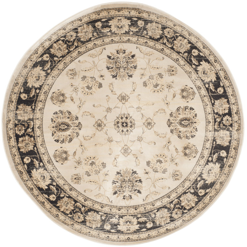 Tapis oriental ivoire / brun Mainville, Rond 6 pi 7 po