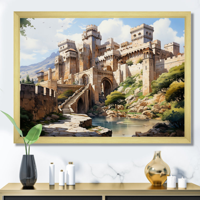 Marteny Fortresses Majestic Guardians I - reproduction d'art, Cadre doré simple, H 12 po x l 20 po x P 1 po