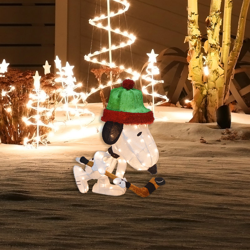 Peanuts Adventures Snoopy Playing Hockey 70 LED Lighted Display