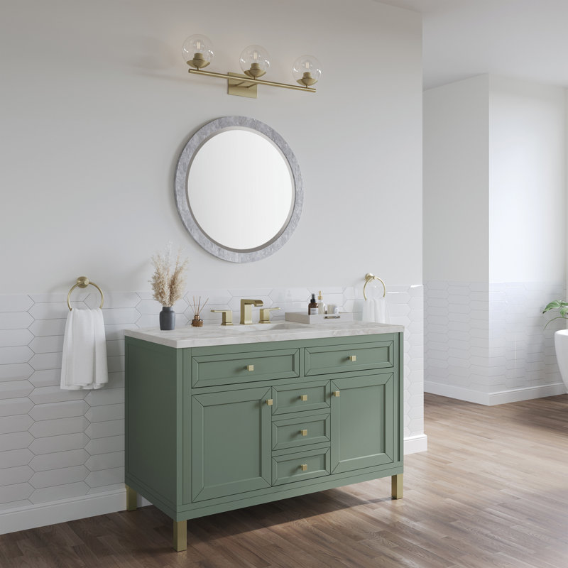 Chicago 48'' W Single Vanity, Smokey Celadon, Victorian Silver