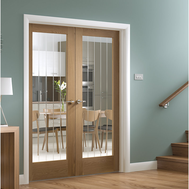 Internal Glazed Oak Suffolk Pattern 10 Pair, 1981mm H x 1524mm W x 40mm D