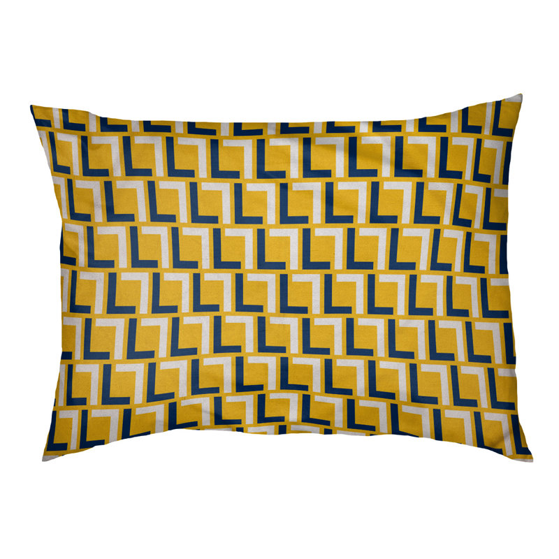 Coussin Foucault, Grand (l 40 po x P 30 po x H 5 po), Or / bleu marine / blanc