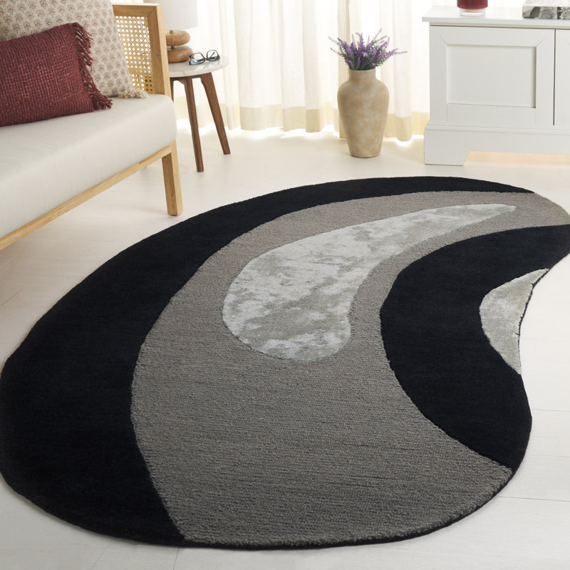 Nouveauté 150: 80% laine touffetée à la main; Tapis abstrait 20% viscose, Novateur 6 pi x 9 pi