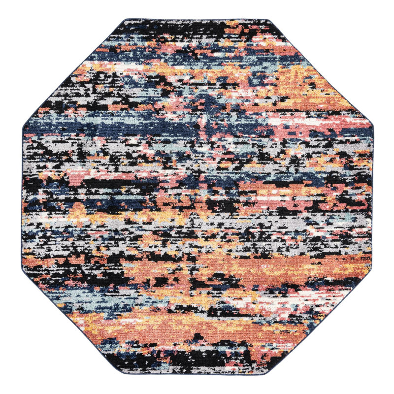 Tapis multicolore Alia Performance, Octogone 7 pi 10 po x 7 pi 10 po