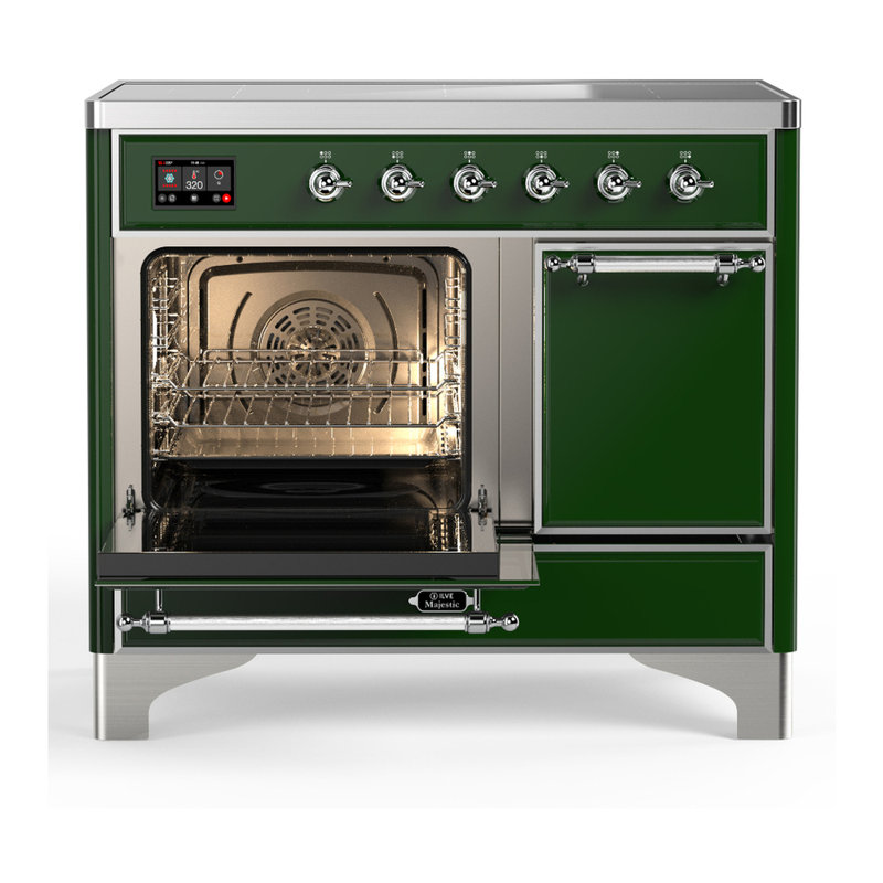 Cuisinière à induction de 40 pouces avec 6 éléments à induction en vert émeraude Majestic III Series (garniture chromée)