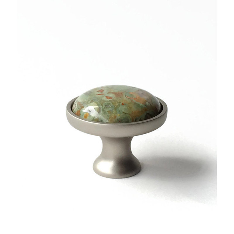 Rainforest Mushroom Knob, Satin Nickel/Green/Red