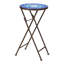 Table d'appoint d'extérieur pliante avec plateau en verre et structure en fer, blanc et bleu