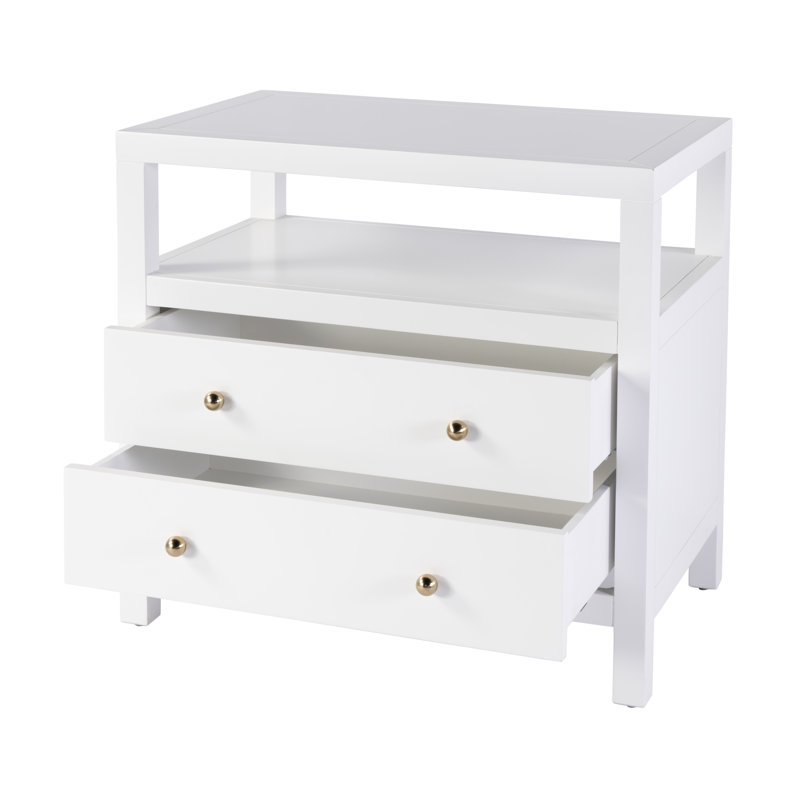 Table de chevet 2 tiroirs 28 po Celine, Blanc lisse
