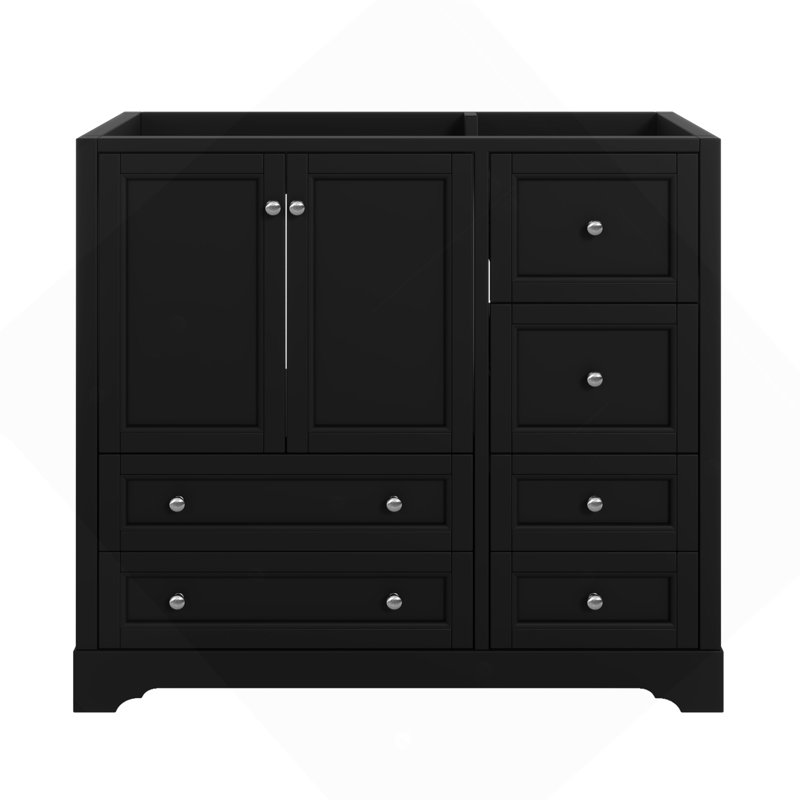 Meuble-lavabo 36 po sans lavabo, meuble-lavabo autoportant avec 4 tiroirs de rangement et tablette, portes à fermeture douce 