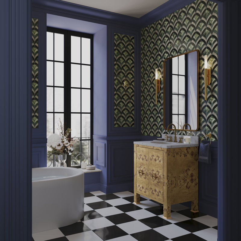 Rosea Floral 14.09 In. X 15.15 In. Polished Marble Mosaic Floor And Wall Tile (7.4 Sq. Ft. / Each), Verde Green