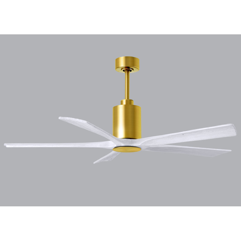 Patricia LED Downrod Ceiling Fan, Matte White, Brushed Brass