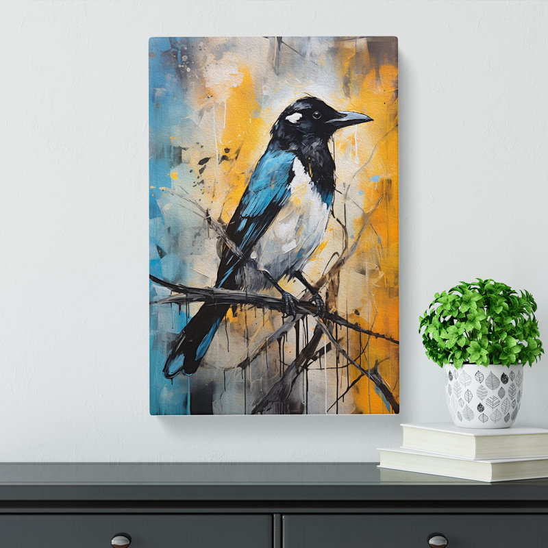 Magpie Abstract - Wrapped Canvas Print, 76cm H x 50cm W x 3cm D