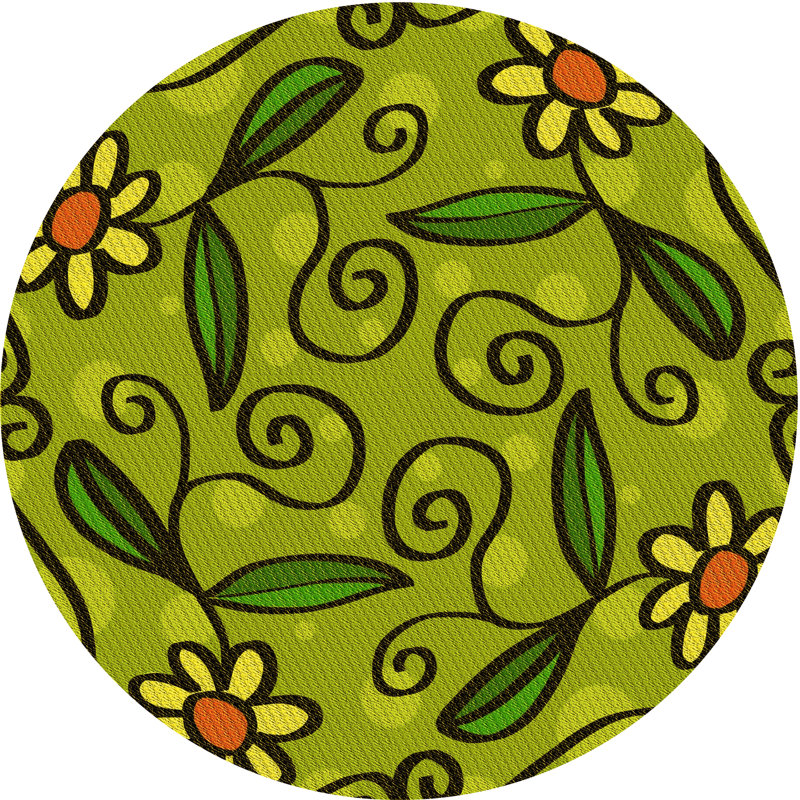Floral Indoor Rug, Round 4'