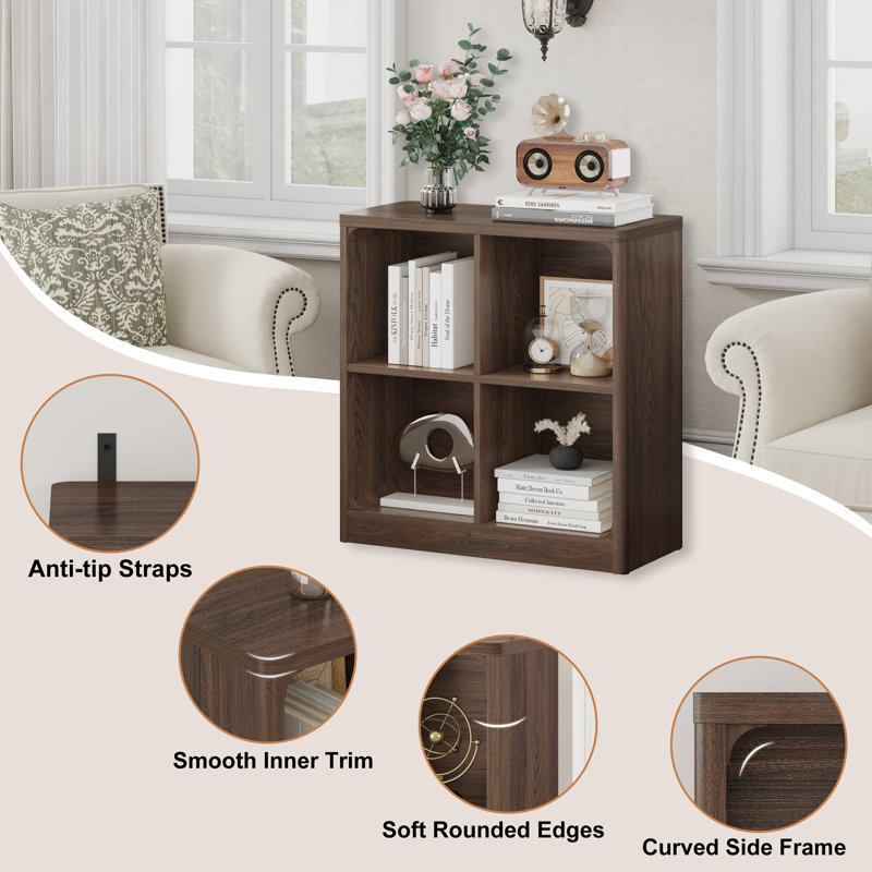 Guinna 4 Cube Bookcase, Dark Walnut