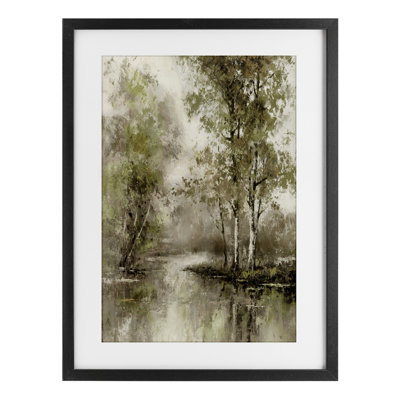 Impressionist Spring Forest Framed Print Under Glass, design by T.C. Chiu