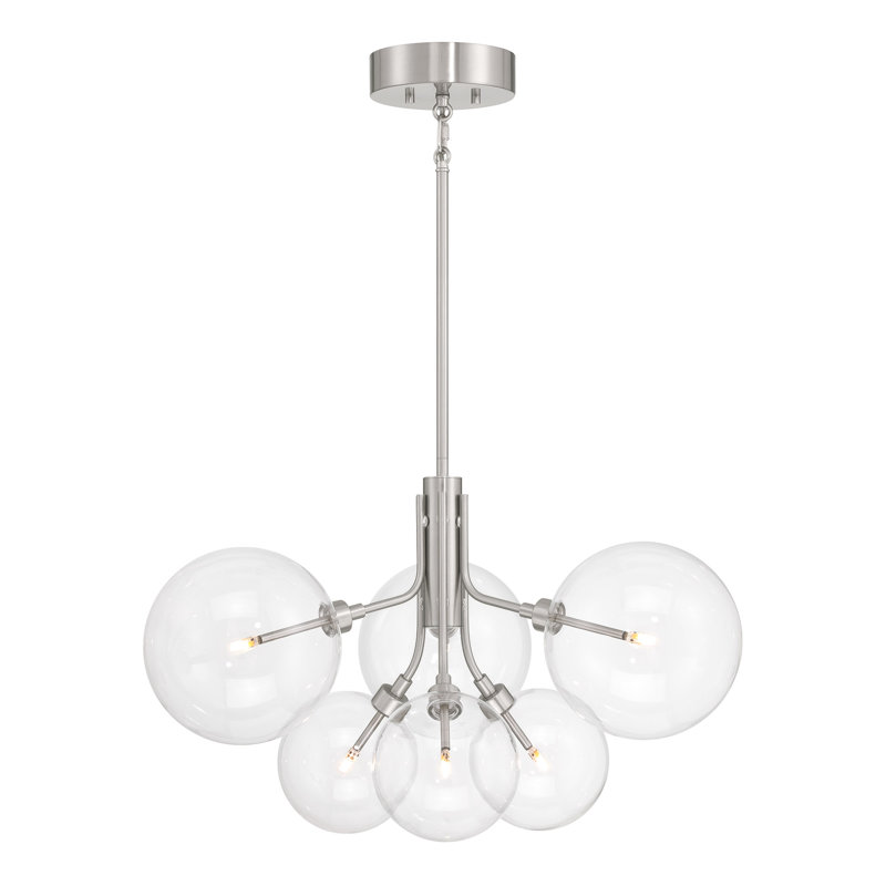 Oshri 6-Light Chandelier in Brushed Nickel, Brushed Nickel