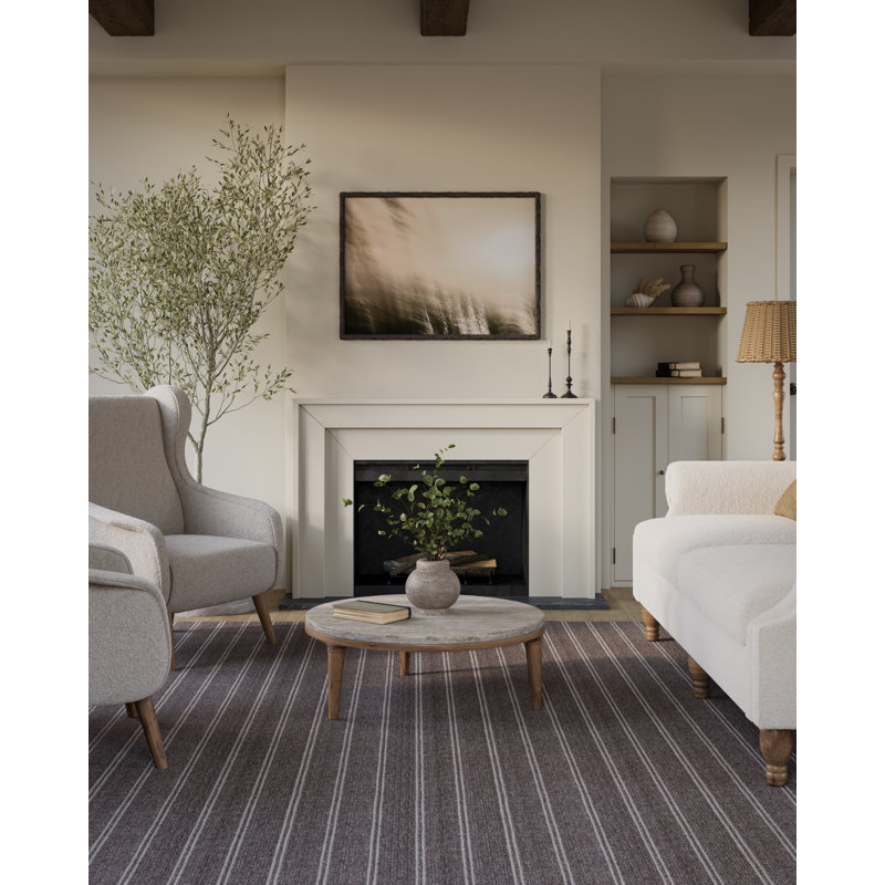 Tapis Williamsburg tissé à la main, rayé, en laine et polyester, couleur noyer, 2,74 m x 3,35 m, Noyer, 9 pi x 11 pi