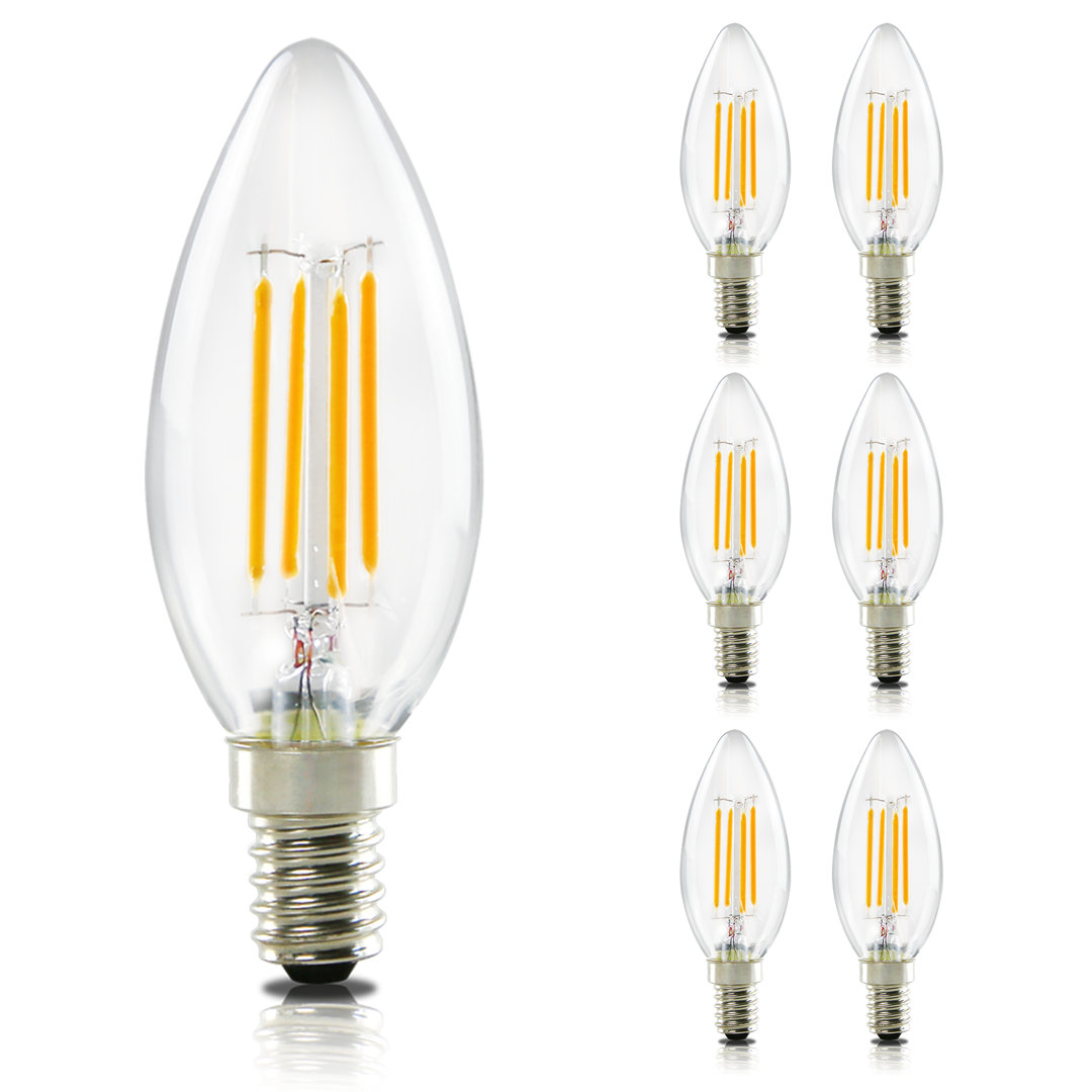 6er 4W LED E14 Glühbirne Warmweiß Kerze 2700K C35 Leuchtmittel