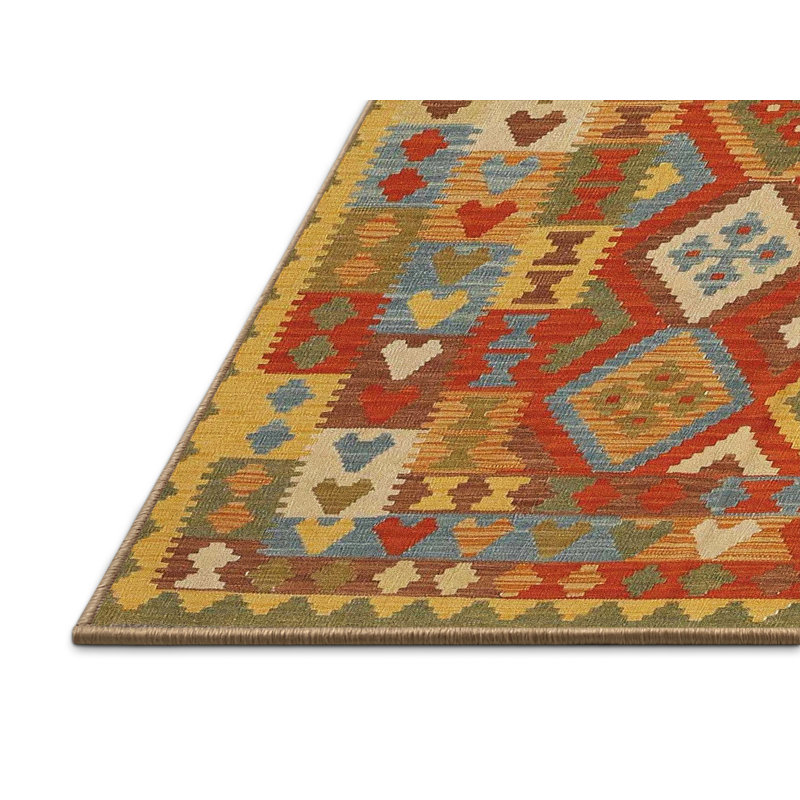 Tapis orange/jaune/vert contemporain Dunanney, Rectangle 8 pi x 10 pi