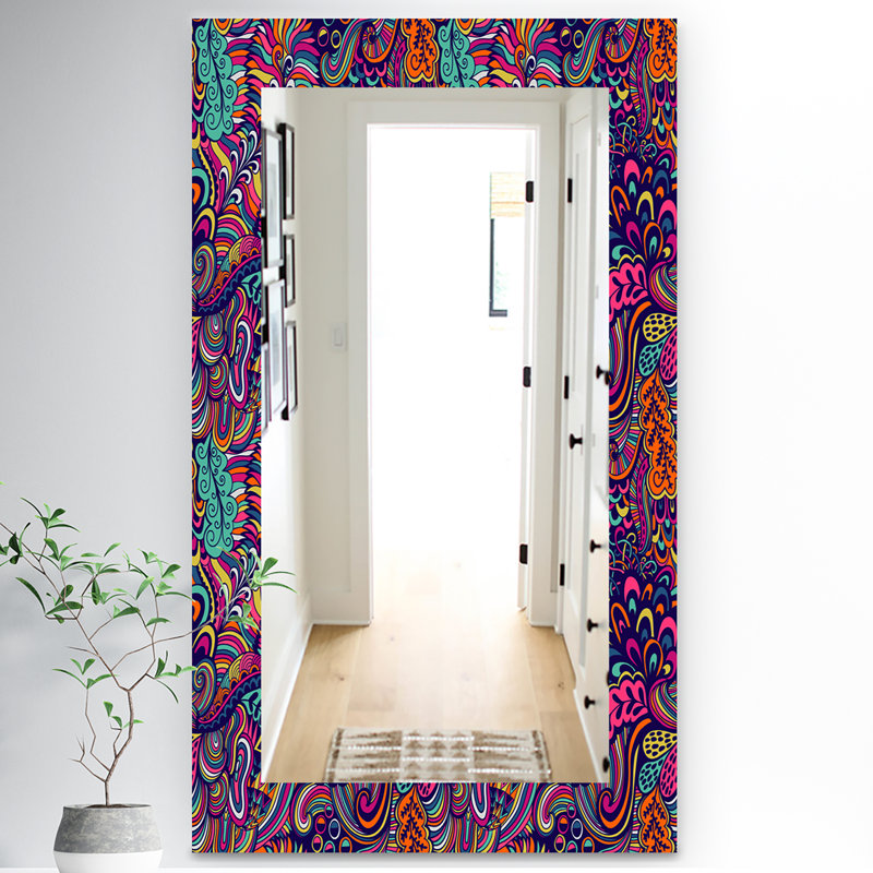 Miroir de salle de bain/meuble-lavabo moderne et contemporain avec des fleurs abstraites, H 39,4 po x l 29,5 po