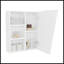 Armoire à pharmacie blanche avec porte en miroir et rangement ouvert