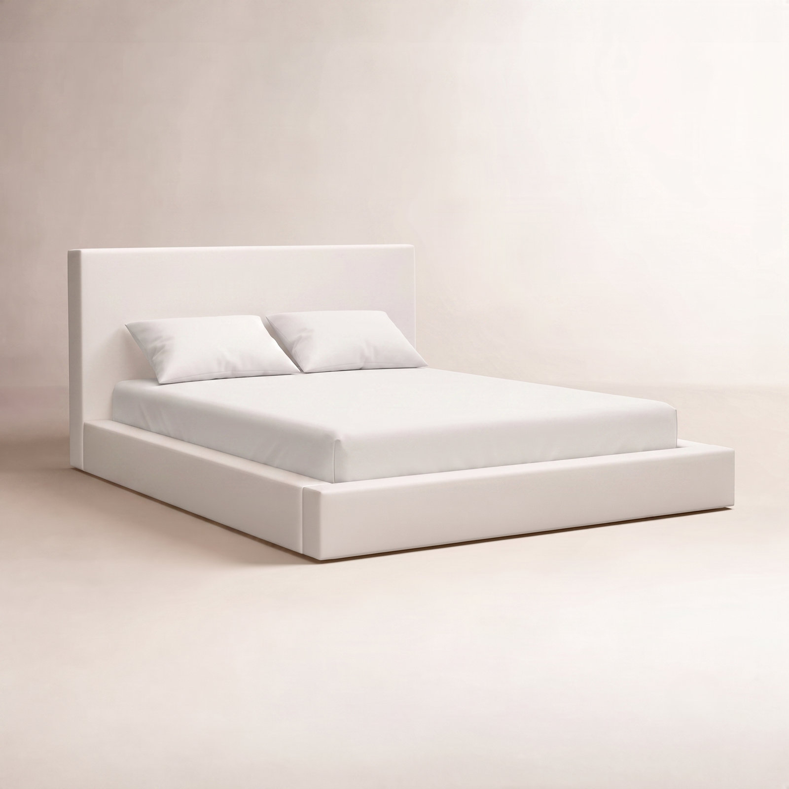 Brugal Upholstered Platform Bed, Queen, Cream