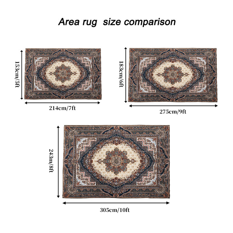 Vintage Style Area Rug 5x7, Machine Washable, Non-slip, Reddish Brown Floral For Balcony 5x7 Washable Rug, Bohemian Look, Flower Pattern Relax