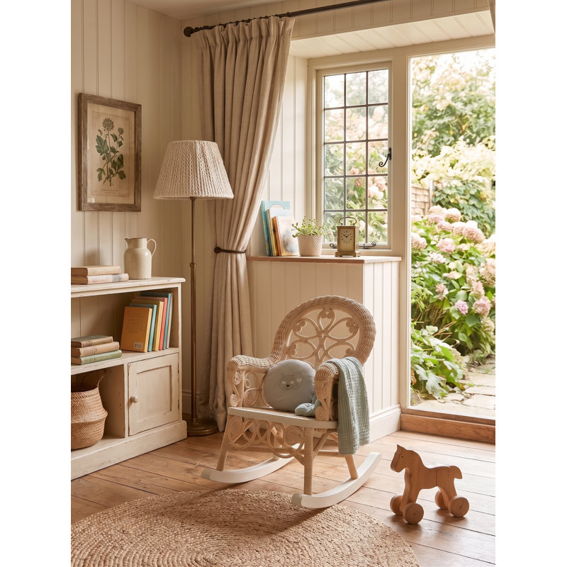Chaise berçante en osier pour enfant Deas, Blanc délavé