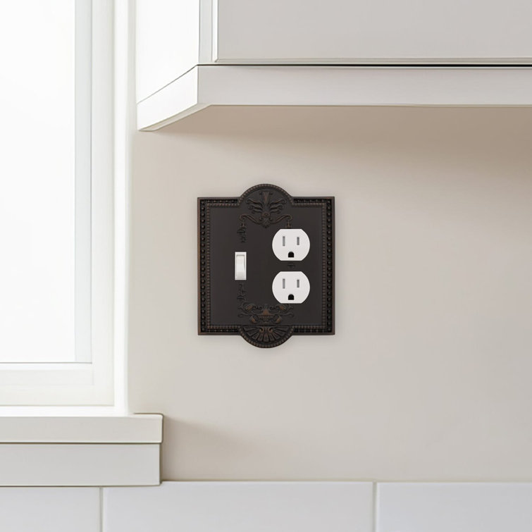 Meadows 2-Gang Duplex Outlet / Toggle Light Switch Combination Wall Plate