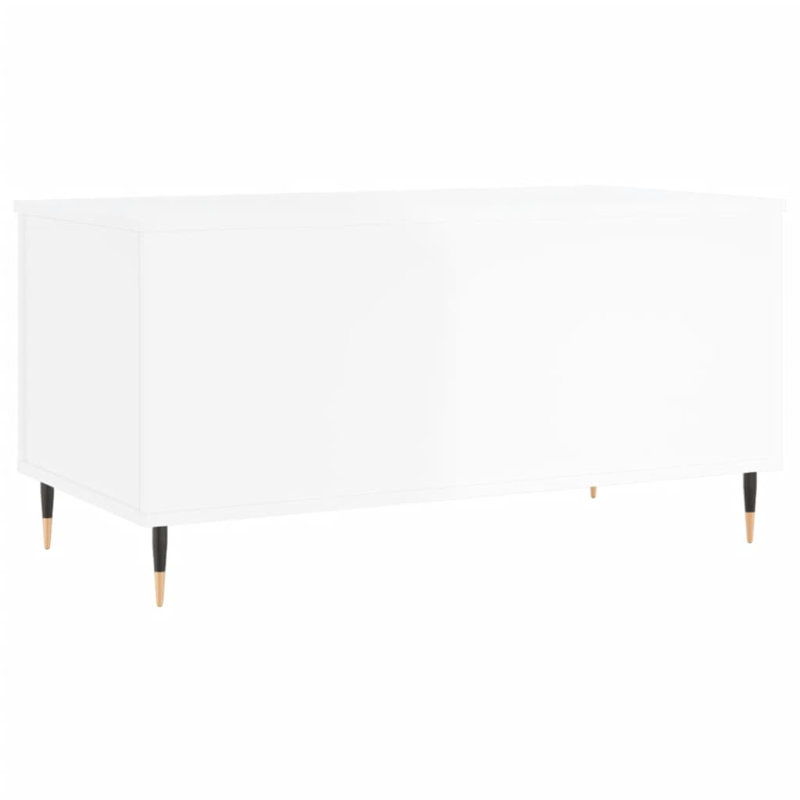 Dumond Coffee Table 90x44.5x45 cm Engineered Wood, 45cm H x 90cm L x 44.5cm W, High Gloss White