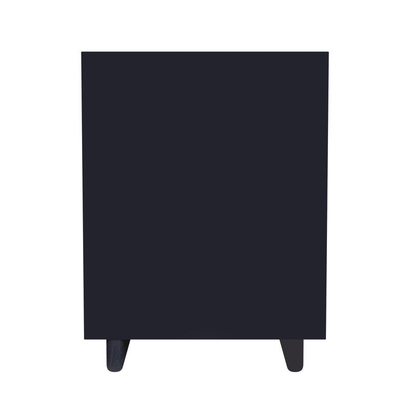 Black Wood 3-Drawer Minimalist Nightstand