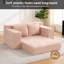 Causeuse rose, mousse mémoire confortable, 56 po, velours côtelé, tissu, rembourré, pour le salon