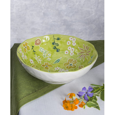 Primavera Handpainted Stoneware All-Purpose Bowl, 8.8-Inch