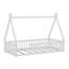 Lit simple en bois en forme de tente avec garde-corps-118309726