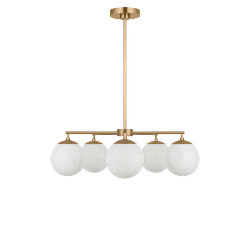 Lustre à cinq lumières, Non, Laiton satiné