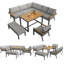 Garden Conversation Set 8 Places With 2 Sofas, 1 Armchair, 1 Bench And 1 Table Grey